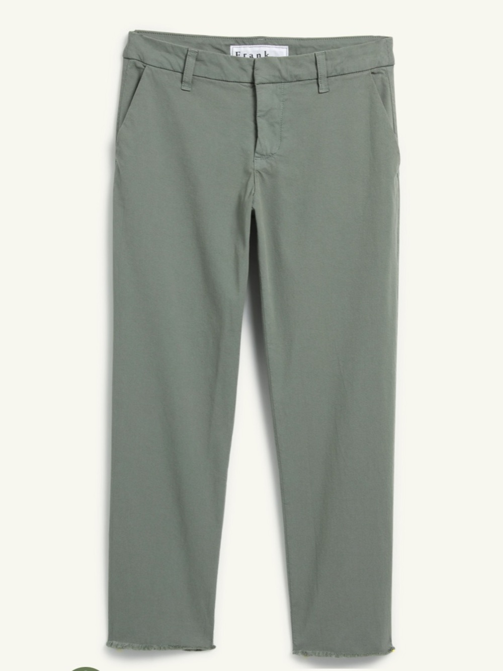 Frank & Eileen Wicklow Rosemary Green Italian Chino Stretch Crop Raw Hem Pants 2